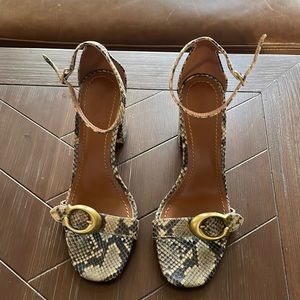 Coach Snakeskin Block Heel Sandal